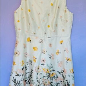 Loft Outlet Floral Sleeveless Dress - Cream and Yellow